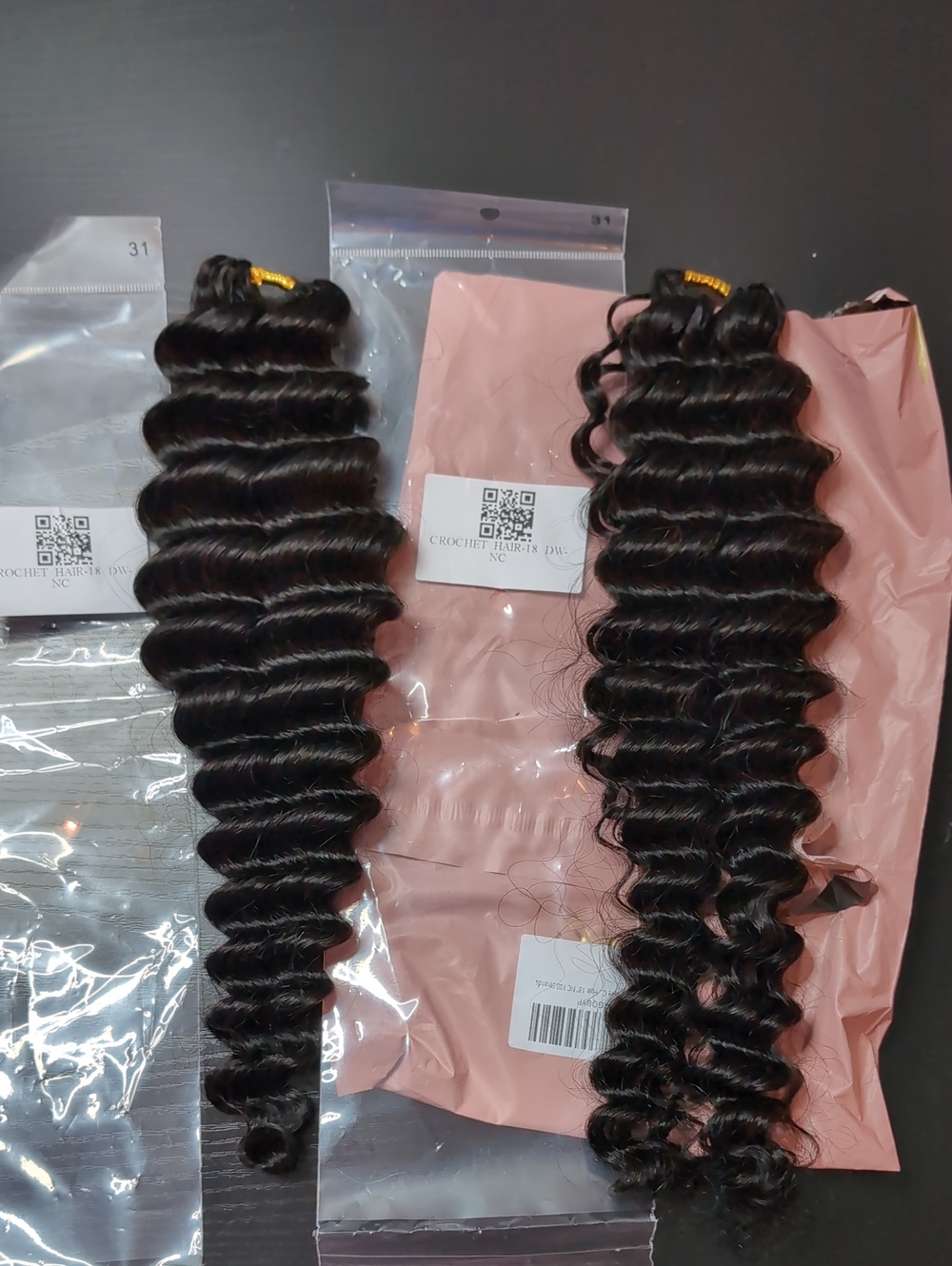 18-in 100 Strands Deep Wave Feather Crochet Hair Miracle Knots Natural Color